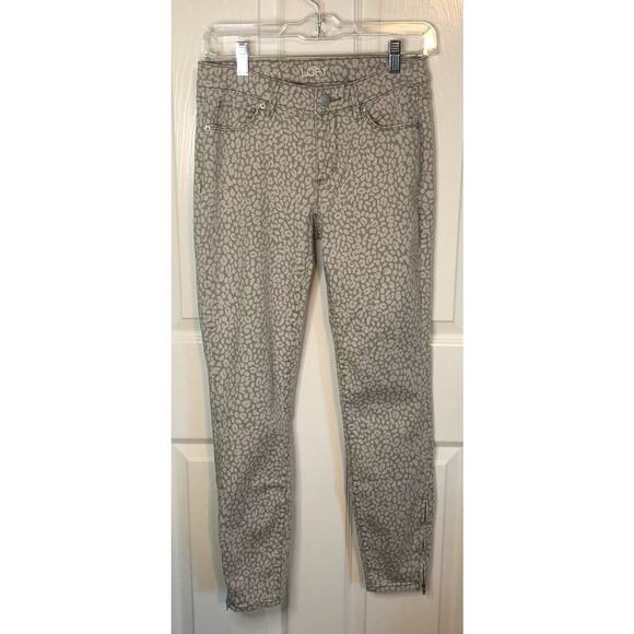 Ann Taylor Loft Modern Skinny Ankle Gray & Green Leopard Print Jeans - Size 26/2 - Picture 1 of 10